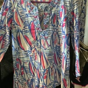 Lilly Pulitzer Multicolor Wave‎ Pattern Blouse